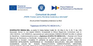 Comunicat de Presa PNRR : Digitalizare ECOPOLITIC MEDIA S.R.L.